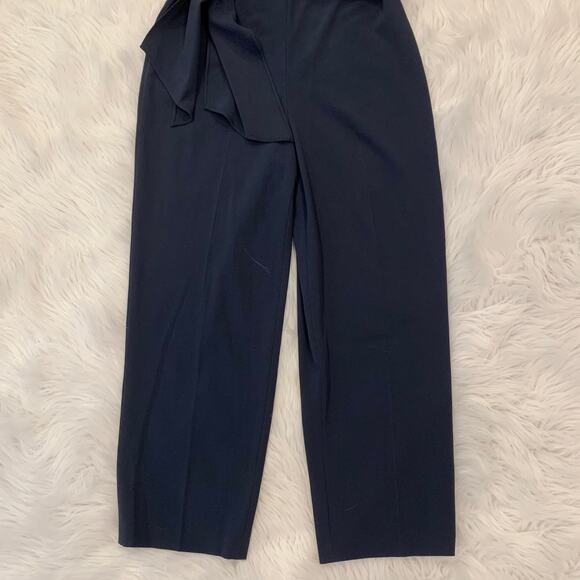 Club Monaco Catalenah Ruffle Tie Waist Jumpsuit Flutter Sleeve Navy Blue - Picture 5 of 13